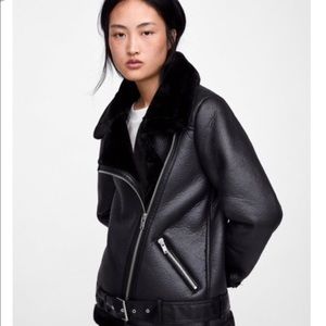 Zara Faux Shearling Aviator Jacket